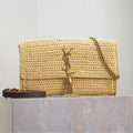 SAINT LAURENT YSL KATE BAG CROSSBODY 26 IN BEIGE WOVEN RAFFIA GOLD HARDWARE