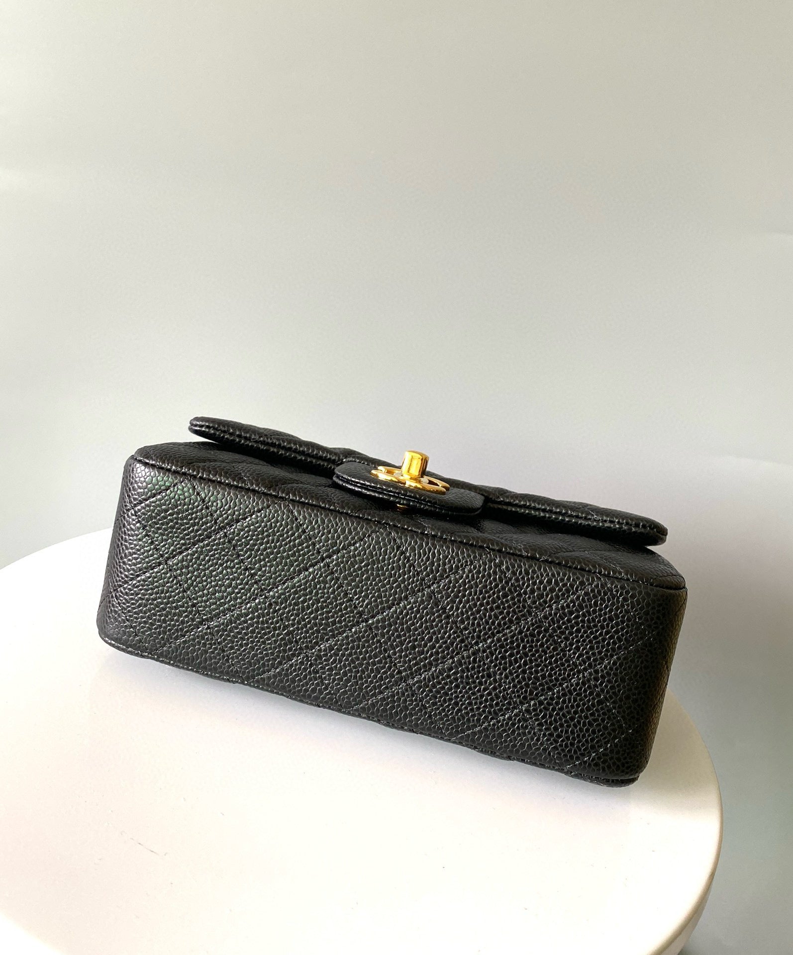 CHANEL MINI RECTANGLE FLAP BAG 20CM BLACK CAVIAR GOLD HARDWARE