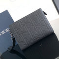 DIOR CLUTCH 27 BAG IN BLACK CALFSKIN EMBOSSED LOGO