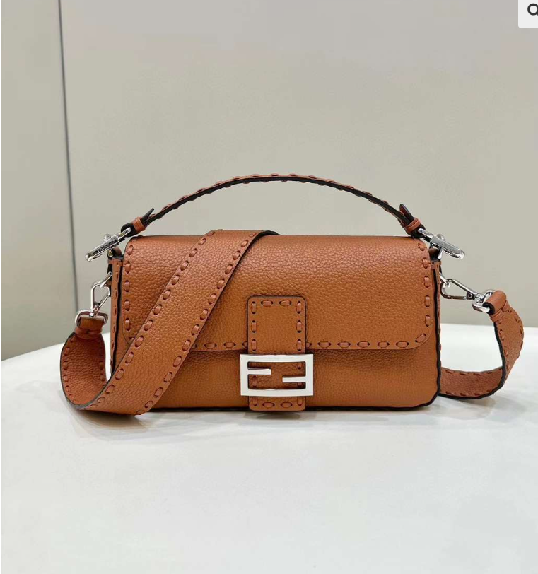 FENDI BAGUETTE 27CM TAN CALFSKIN SILVER HARDWARE