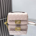 FENDI Fend Baguette 24 Bag With FF Motif Pink Leather Ghw