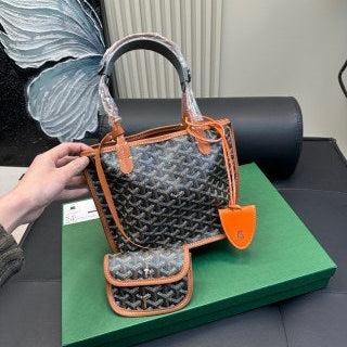 GOYARD ANJOU MINI BAG 21 IN BROWN GOYARDINE CANVAS AND CALFSKIN