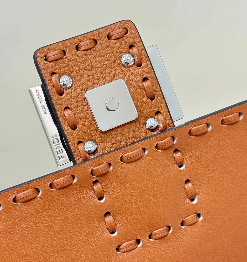 FENDI BAGUETTE 27CM TAN CALFSKIN SILVER HARDWARE