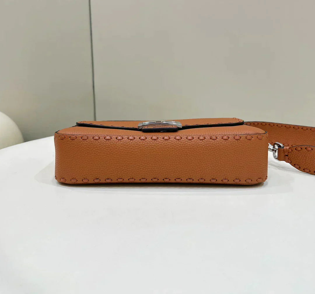 FENDI BAGUETTE 27CM TAN CALFSKIN SILVER HARDWARE