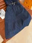 CELINE 25 ARC DE TRIOMPHE LOGO EMBROIDERED DENIM DRESS BLUE COTTON