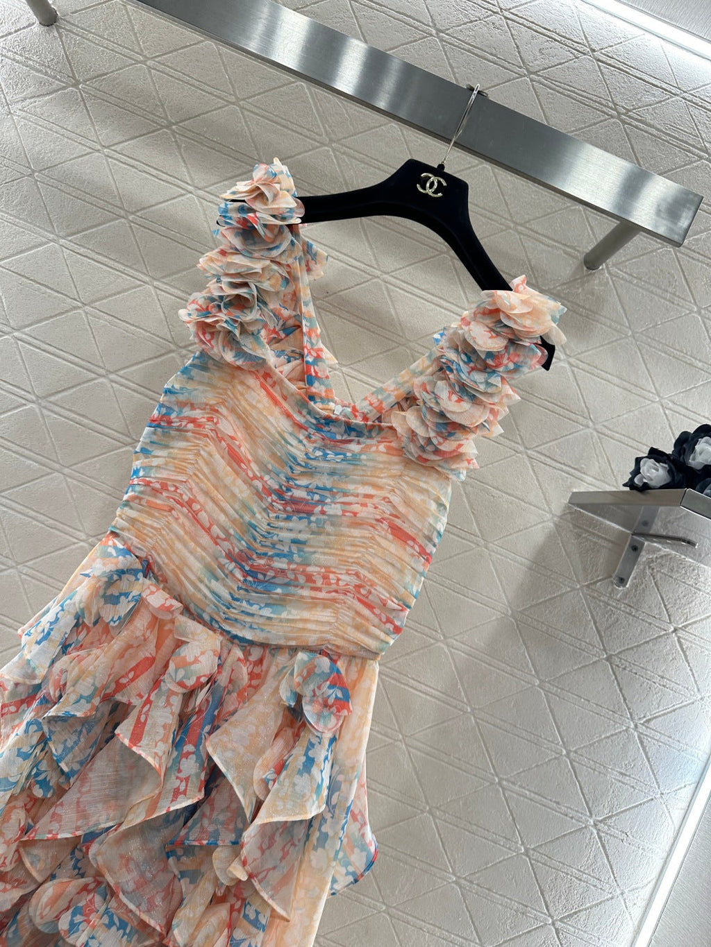 CHANEL 25S CAMELLIA LAYERED DRESS 651