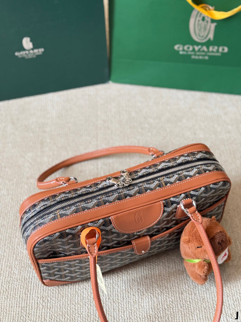GOYARD SAINT MARTIN MINI BAG 22 IN BROWN GOYARDINE CANVAS AND CALFSKIN
