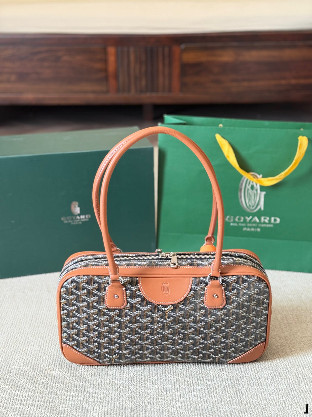 GOYARD SAINT MARTIN MINI BAG 22 IN BROWN GOYARDINE CANVAS AND CALFSKIN