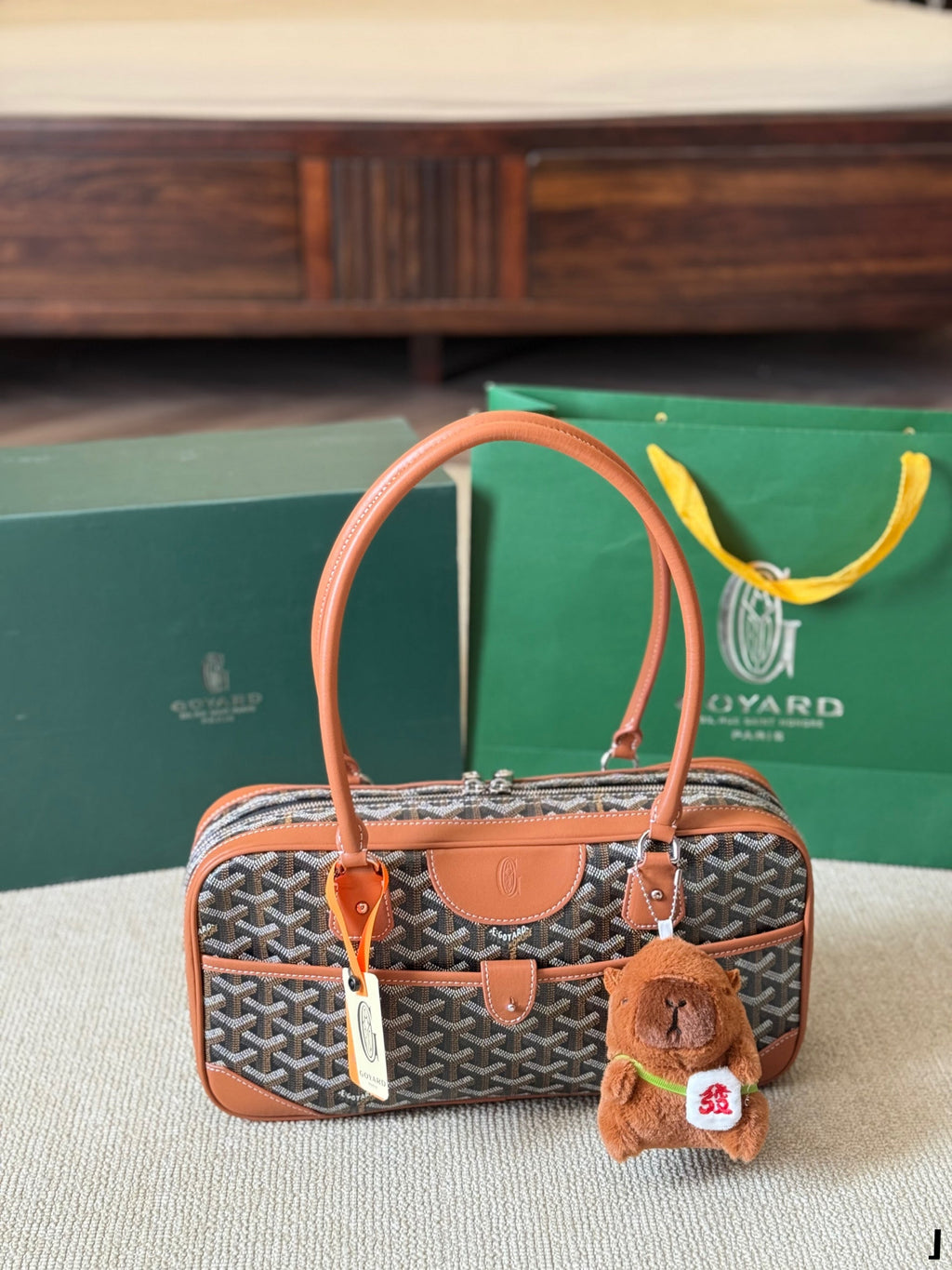 GOYARD SAINT MARTIN MINI BAG 22 IN BROWN GOYARDINE CANVAS AND CALFSKIN