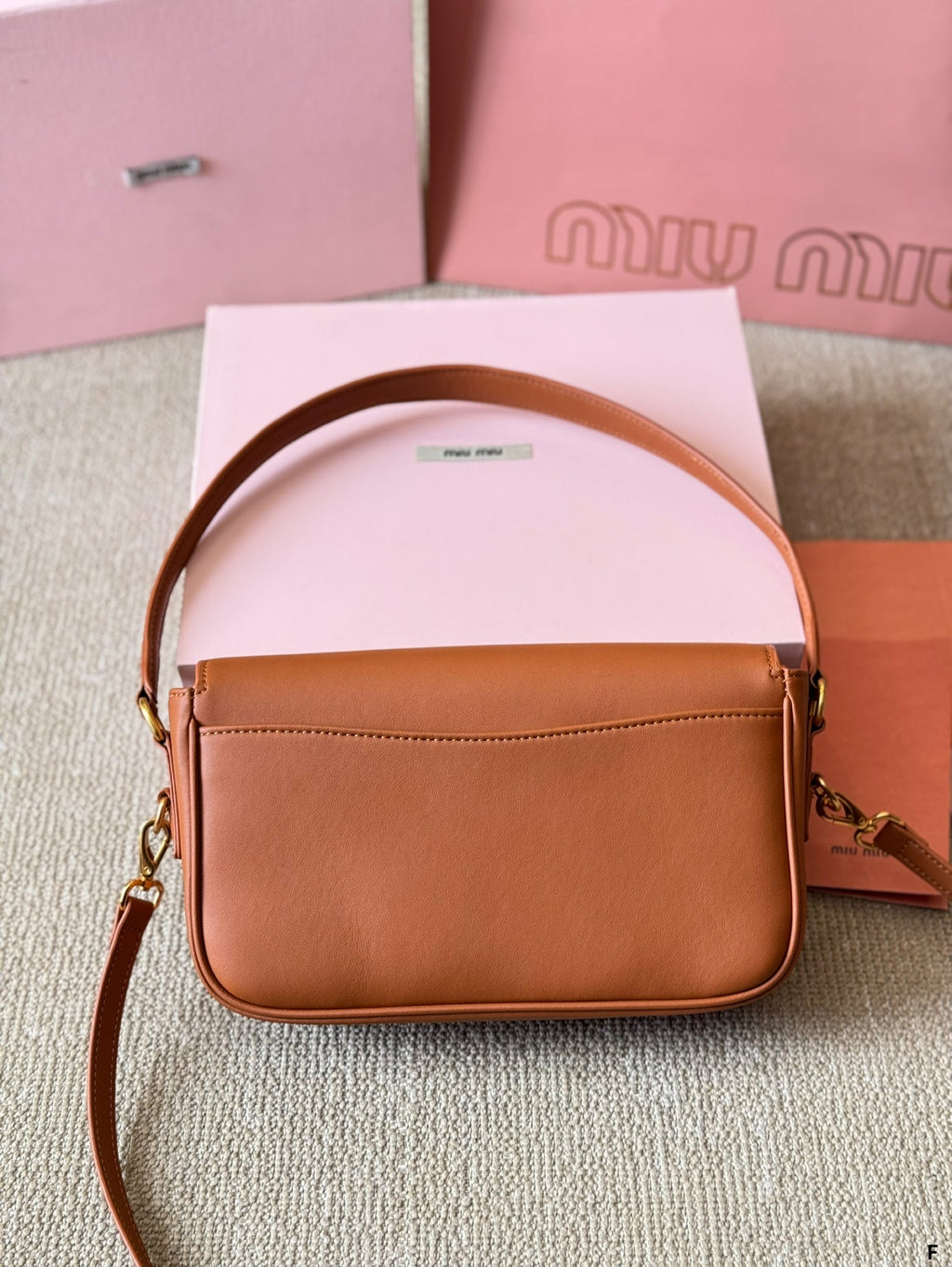 MIU MIU PENNY SMALL BAG 25 IN BROWN CALFSKIN