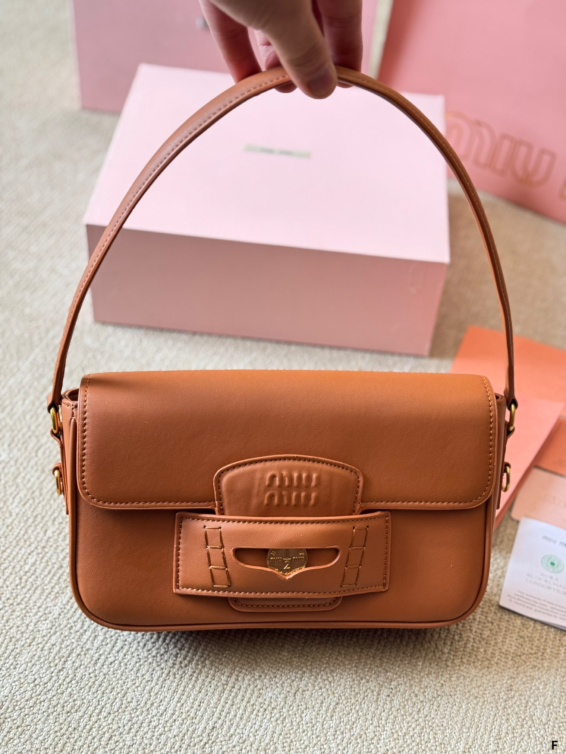 MIU MIU PENNY SMALL BAG 25 IN BROWN CALFSKIN
