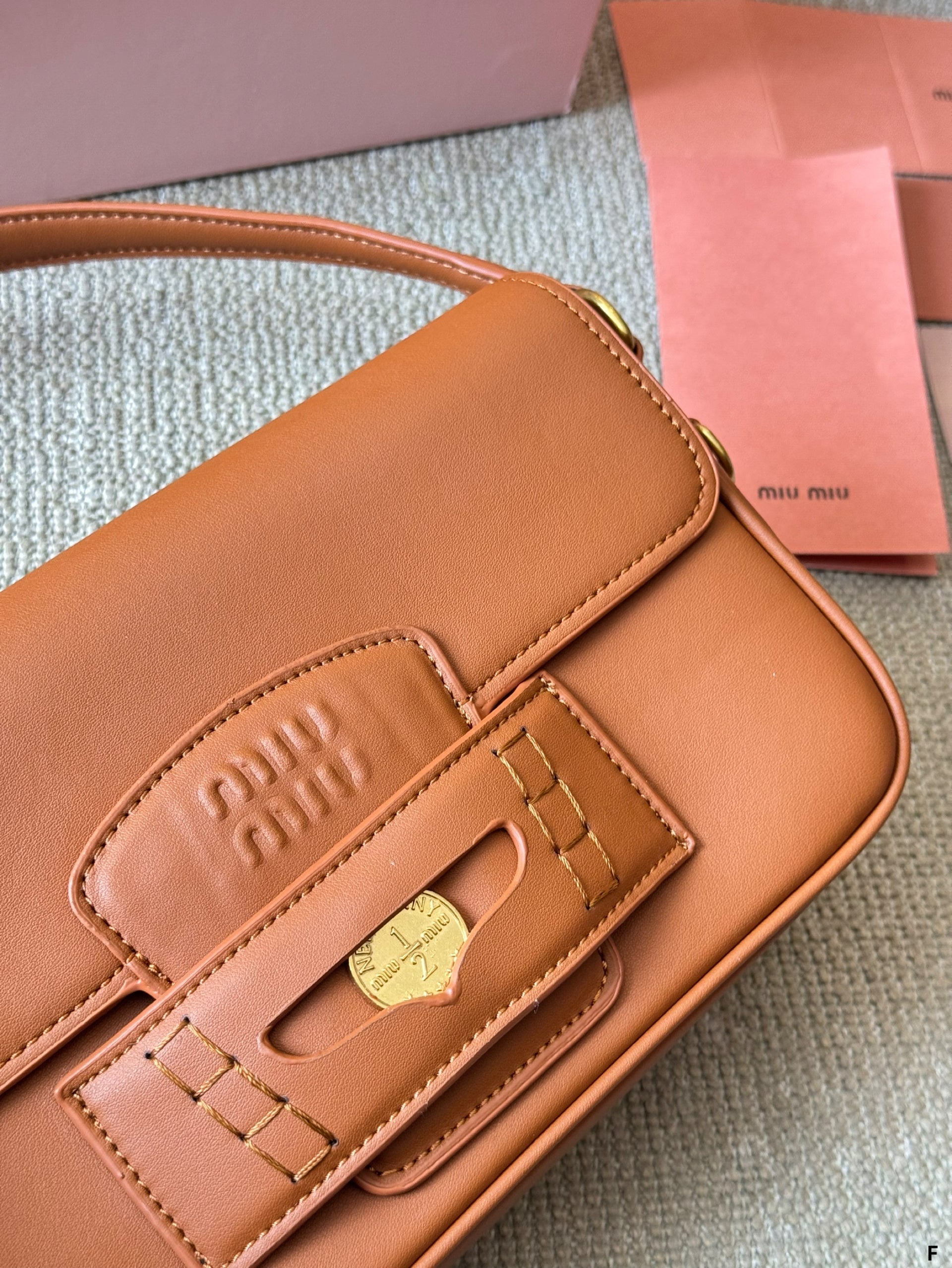 MIU MIU PENNY SMALL BAG 25 IN BROWN CALFSKIN