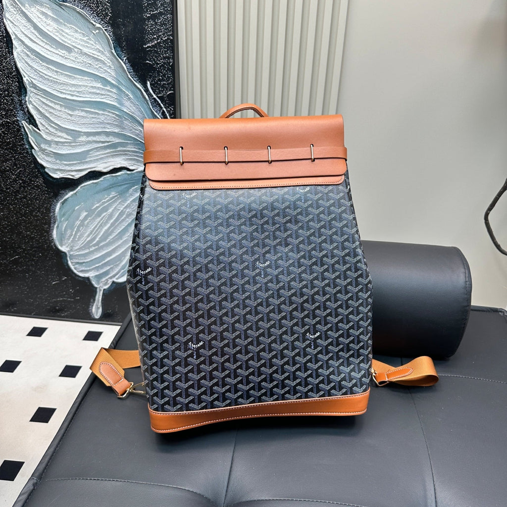 GOYARD CISALPIN BACKPACK 45 IN BROWN GOYARDINE CANVAS AND CALFSKIN