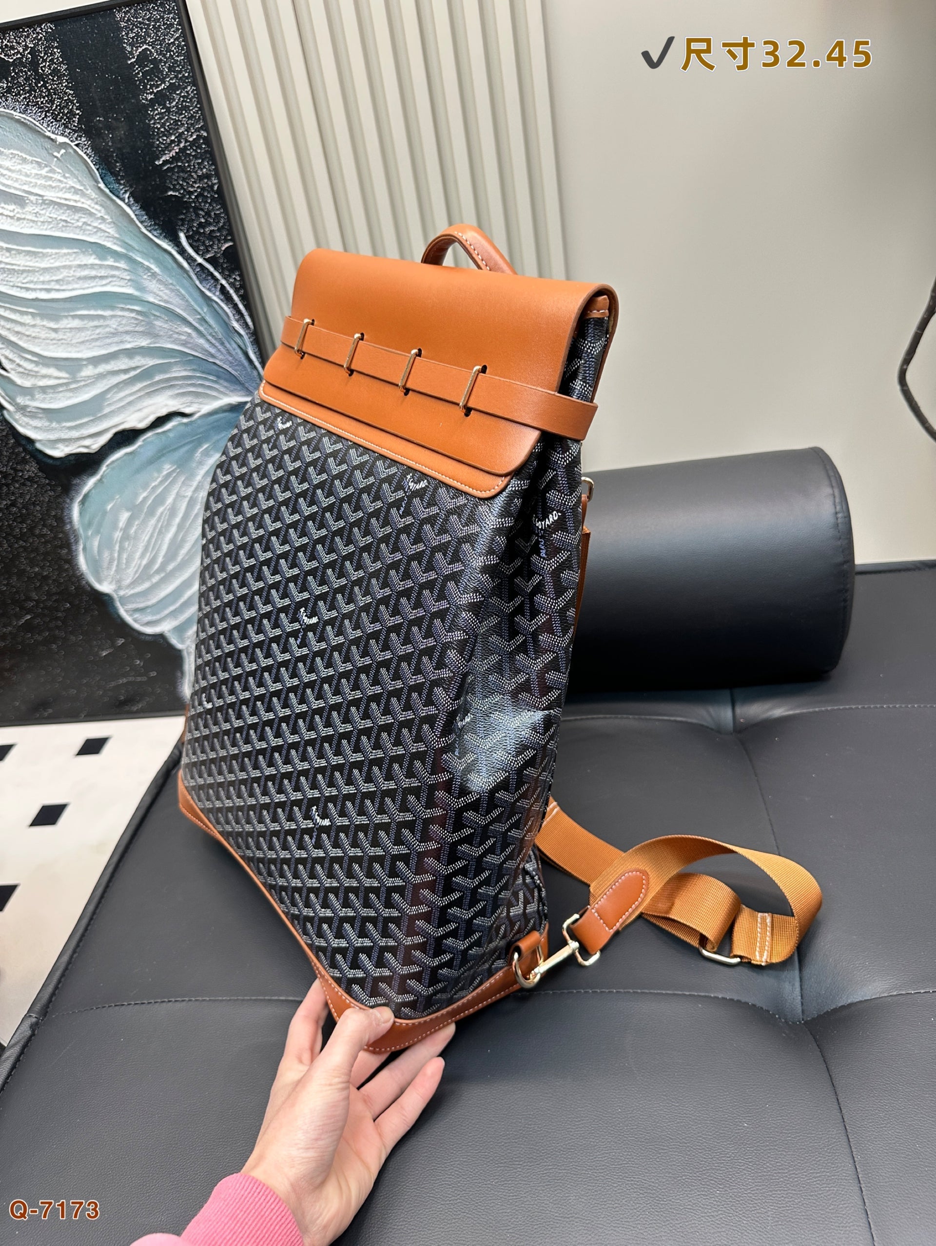 GOYARD CISALPIN BACKPACK 45 IN BROWN GOYARDINE CANVAS AND CALFSKIN