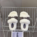 BALENCIAGA 25S SLIPPERS IN MUTED PURPLE GRAY SUEDE AND WHITE WOOL