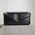SAINT LAURENT YSL 25S CALYPSO HANDBAG 26 IN BLACK LAMBSKIN GOLD HARDWARE