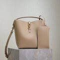 SAINT LAURENT YSL 25S LE 5 À 7 BUCKET 26 IN NUDE CALFSKIN GOLD HARDWRE