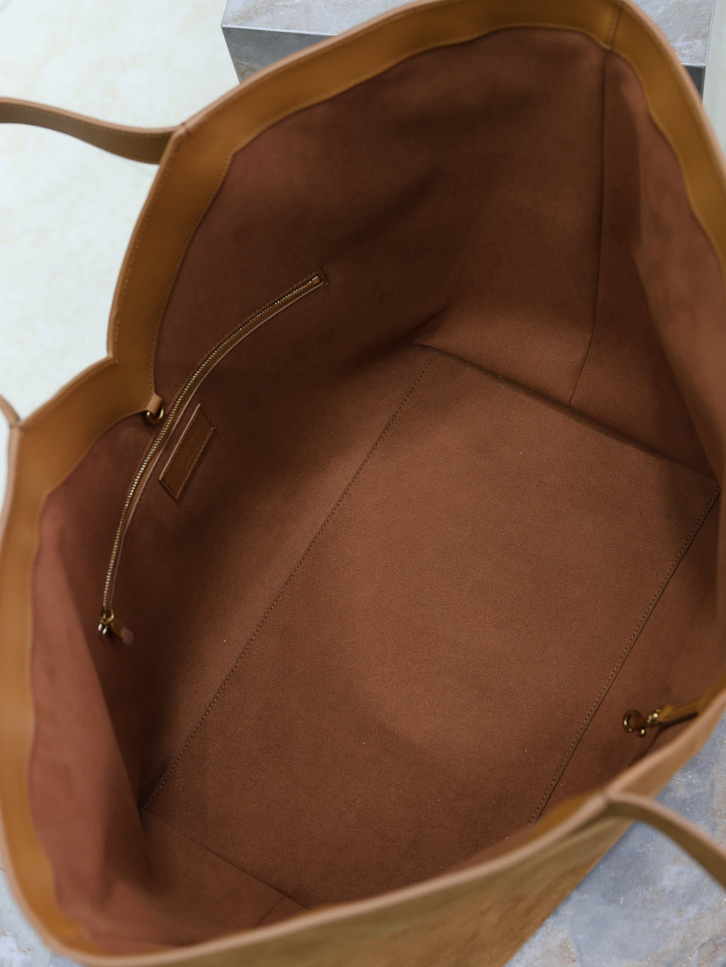 SAINT LAURENT YSL 25S Y MAXI TOTE 50 IN CARAMEL SUEDE GOLD HARDWRE