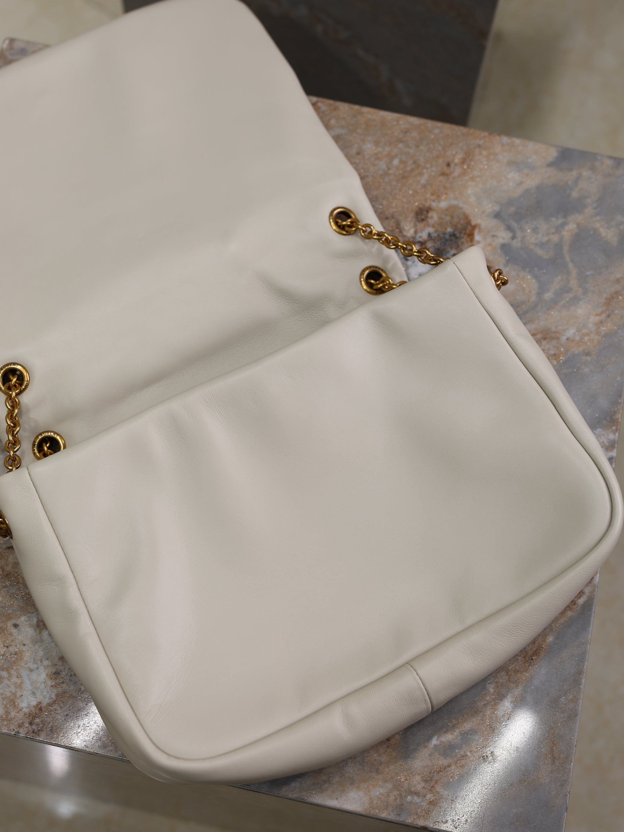SAINT LAURENT YSL 25S JAMIE 4.3 29 IN BLANC VINTAGE LAMBSKIN GOLD HARDWARE
