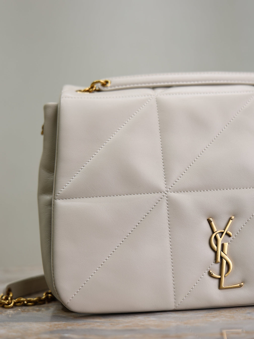 SAINT LAURENT YSL 25S JAMIE 4.3 29 IN BLANC VINTAGE LAMBSKIN GOLD HARDWRE