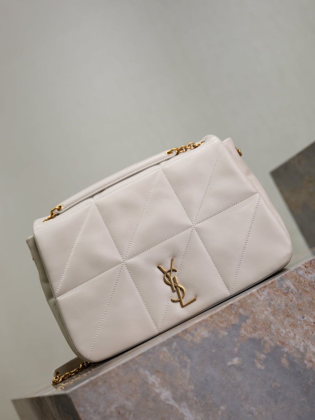 SAINT LAURENT YSL 25S JAMIE 4.3 29 IN BLANC VINTAGE LAMBSKIN GOLD HARDWARE
