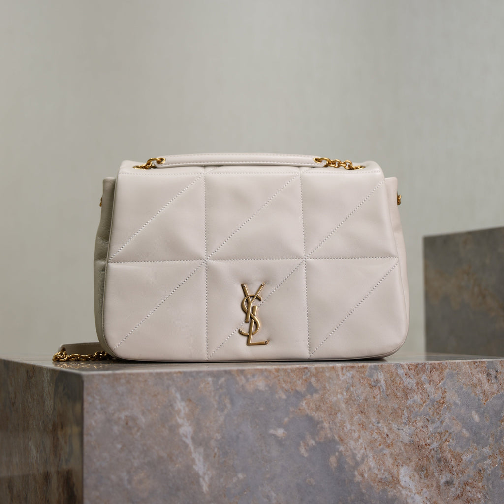 SAINT LAURENT YSL 25S JAMIE 4.3 29 IN BLANC VINTAGE LAMBSKIN GOLD HARDWRE