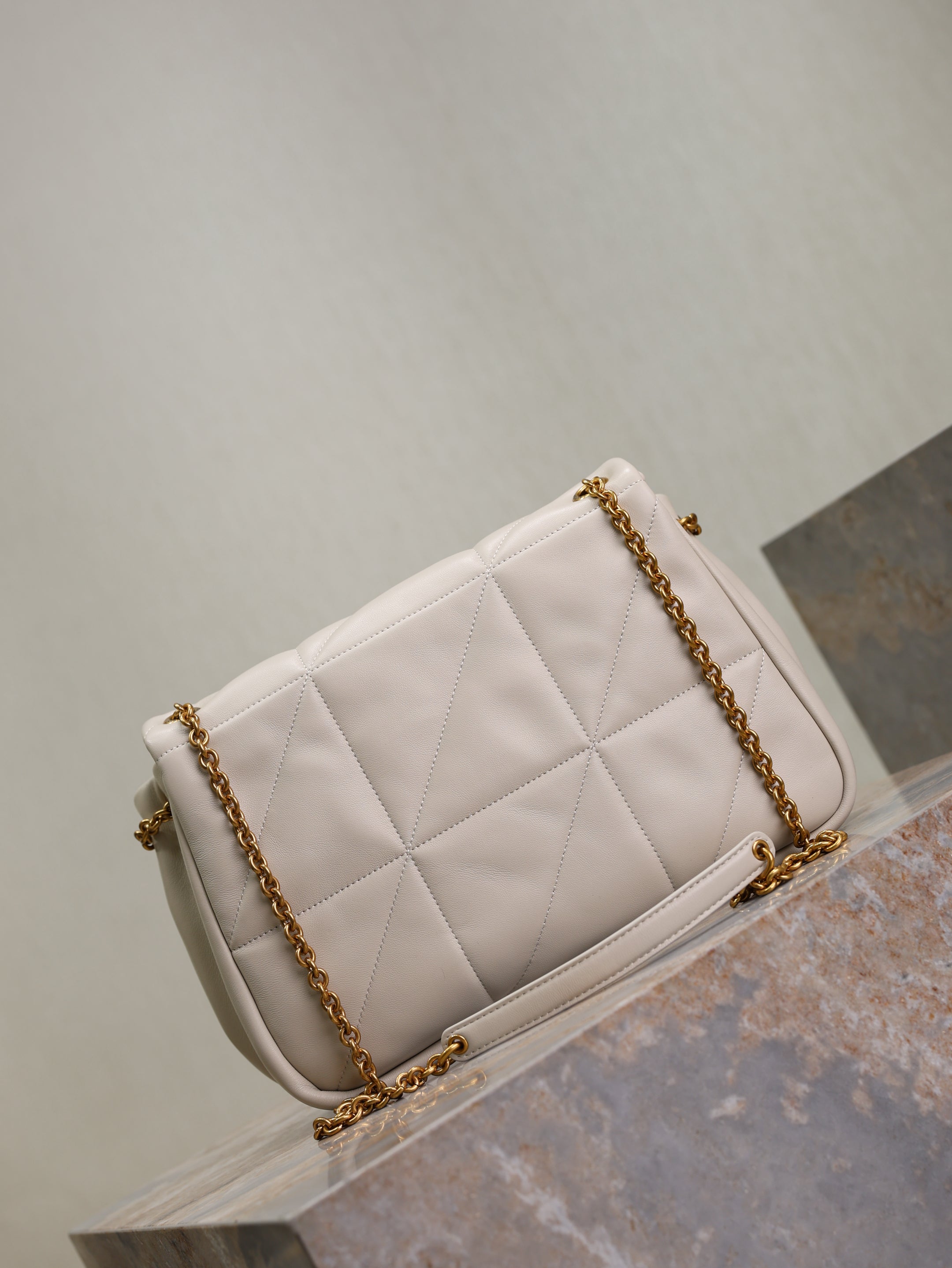 SAINT LAURENT YSL 25S JAMIE 4.3 29 IN BLANC VINTAGE LAMBSKIN GOLD HARDWRE