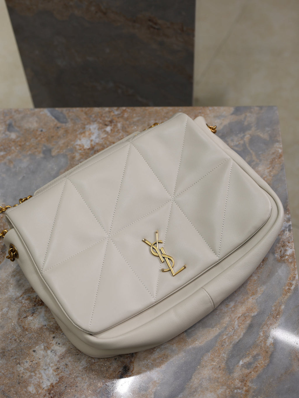 SAINT LAURENT YSL 25S JAMIE 4.3 29 IN BLANC VINTAGE LAMBSKIN GOLD HARDWRE