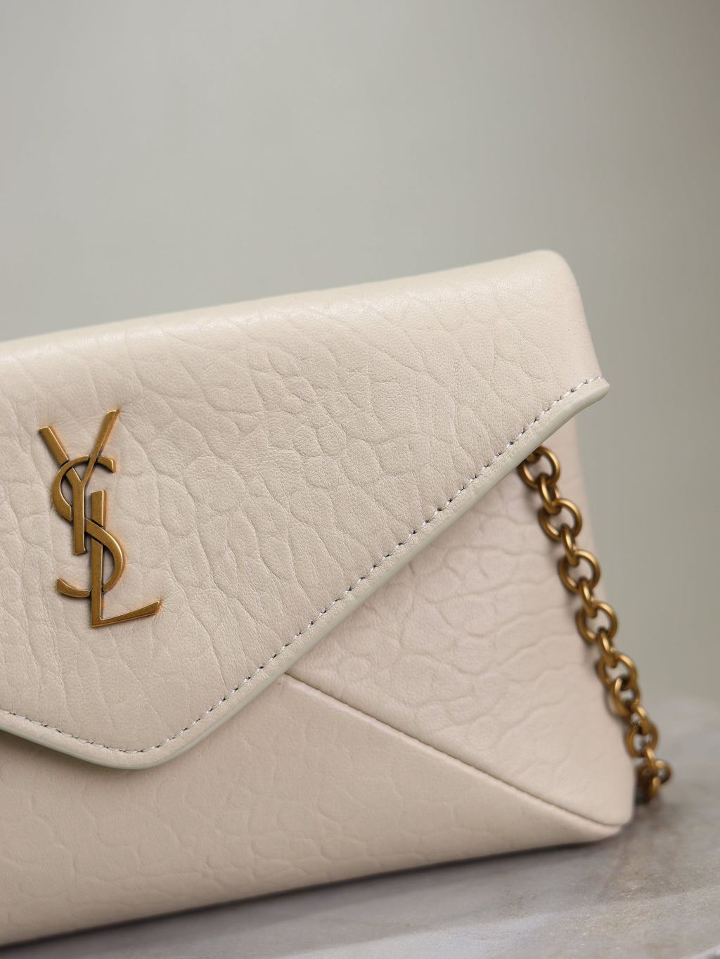 SAINT LAURENT YSL 25S CALYPSO MINI 19 IN BLANC VINTAGE LAMBSKIN GOLD HARDWRE