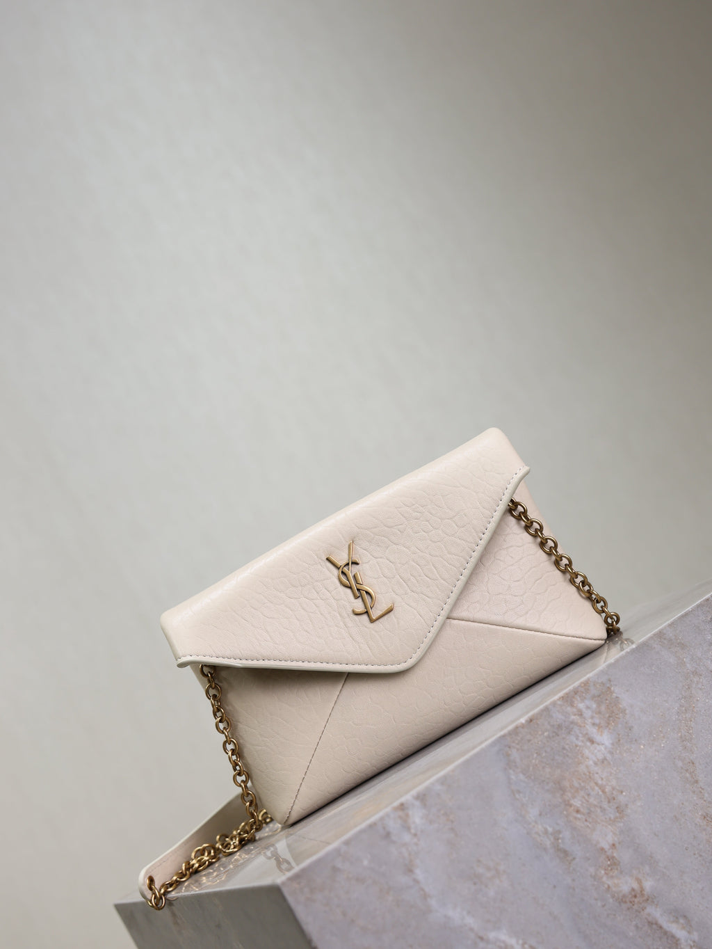 SAINT LAURENT YSL 25S CALYPSO MINI 19 IN BLANC VINTAGE LAMBSKIN GOLD HARDWRE