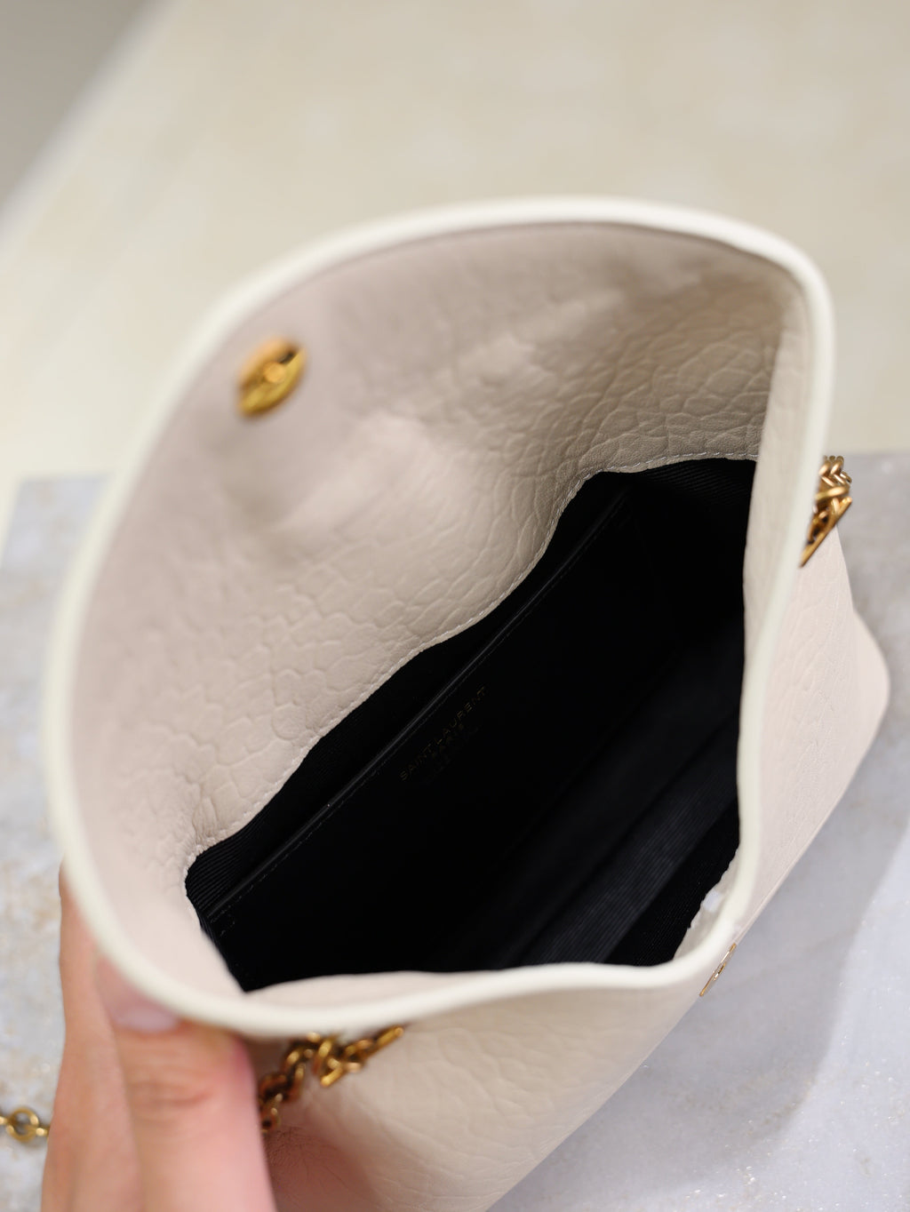 SAINT LAURENT YSL 25S CALYPSO MINI 19 IN BLANC VINTAGE LAMBSKIN GOLD HARDWRE