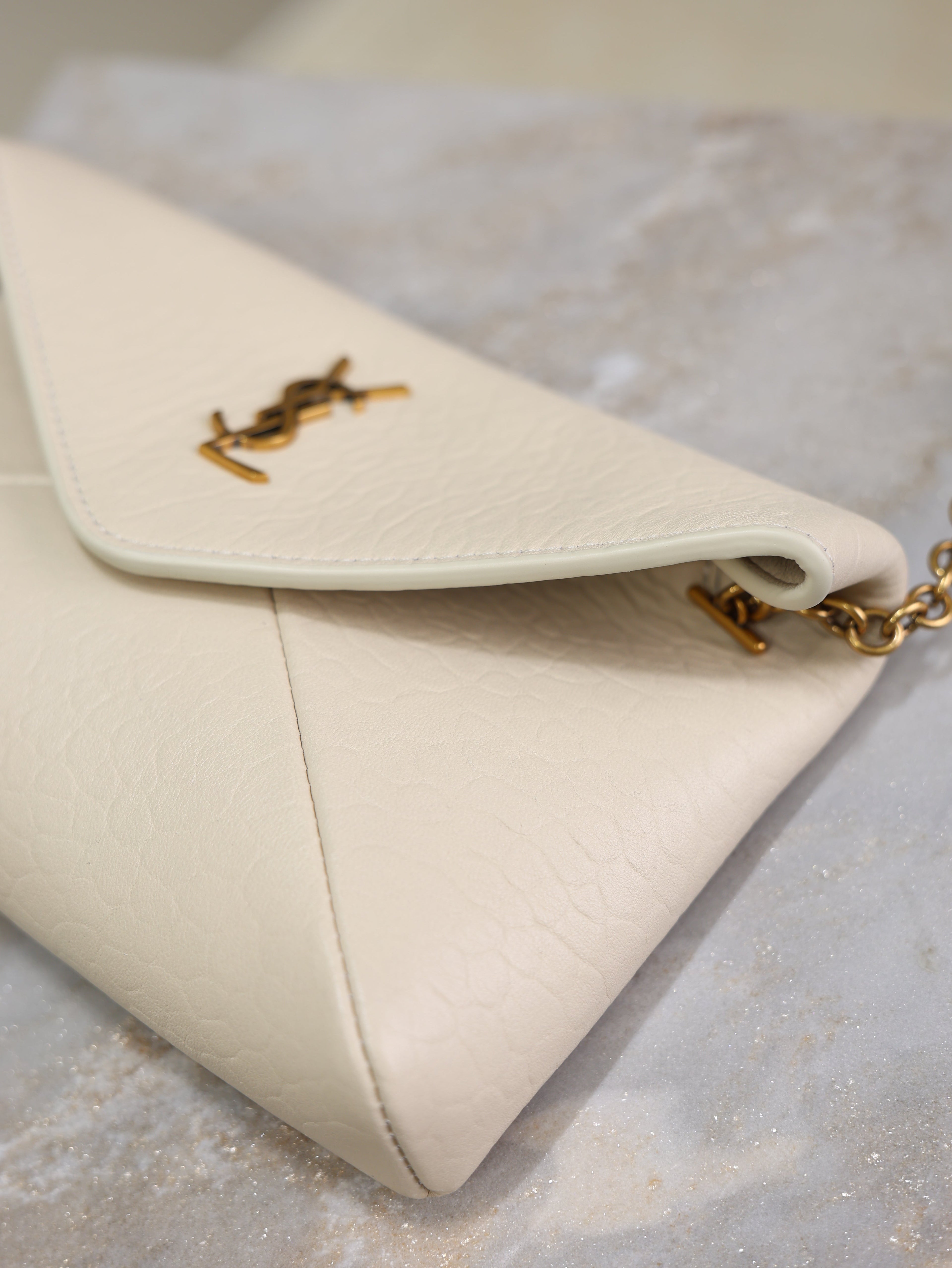 SAINT LAURENT YSL 25S CALYPSO MINI 19 IN BLANC VINTAGE LAMBSKIN GOLD HARDWRE