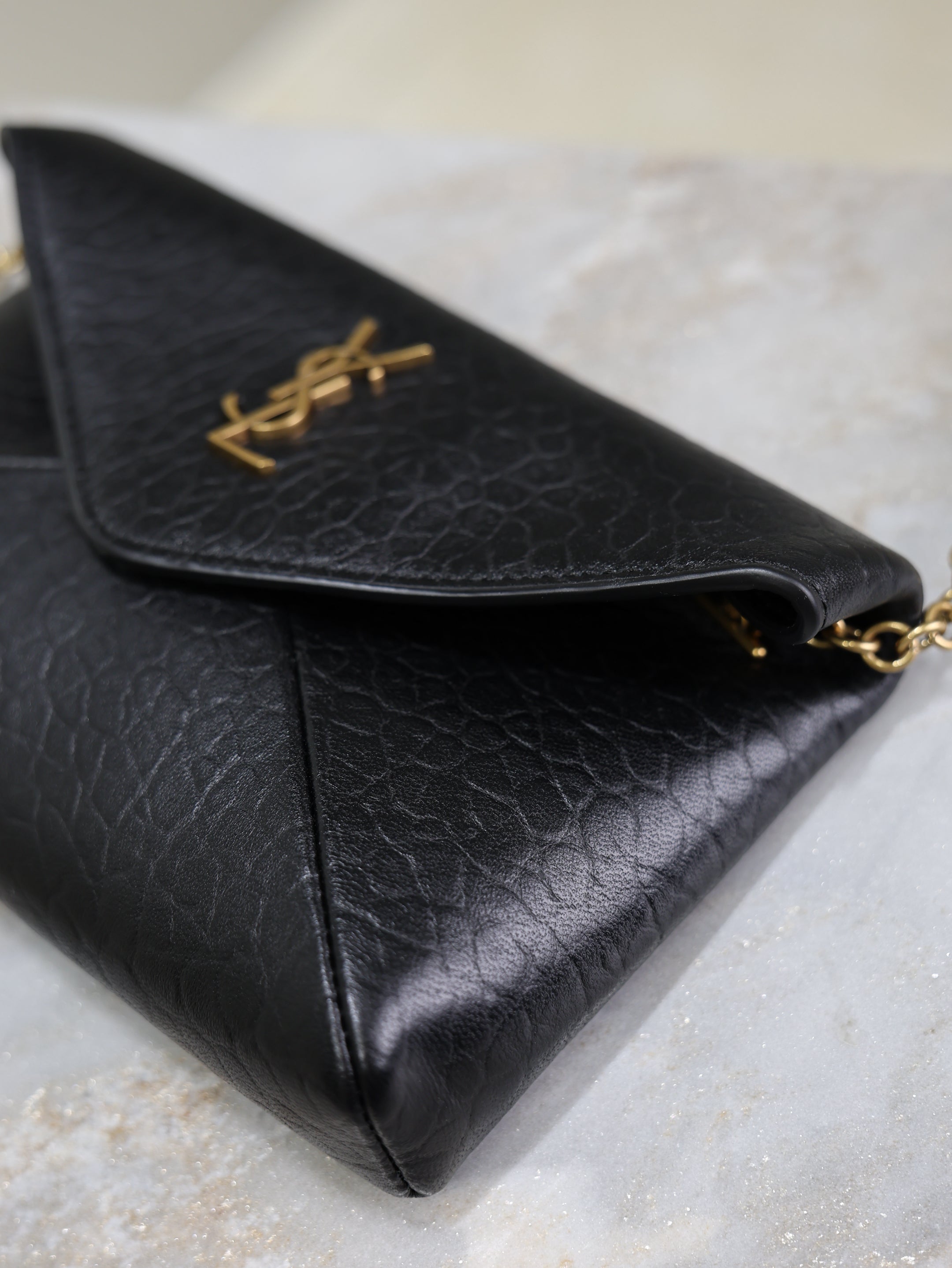 SAINT LAURENT YSL 25S CALYPSO MINI 19 IN BLACK LAMBSKIN GOLD HARDWARE