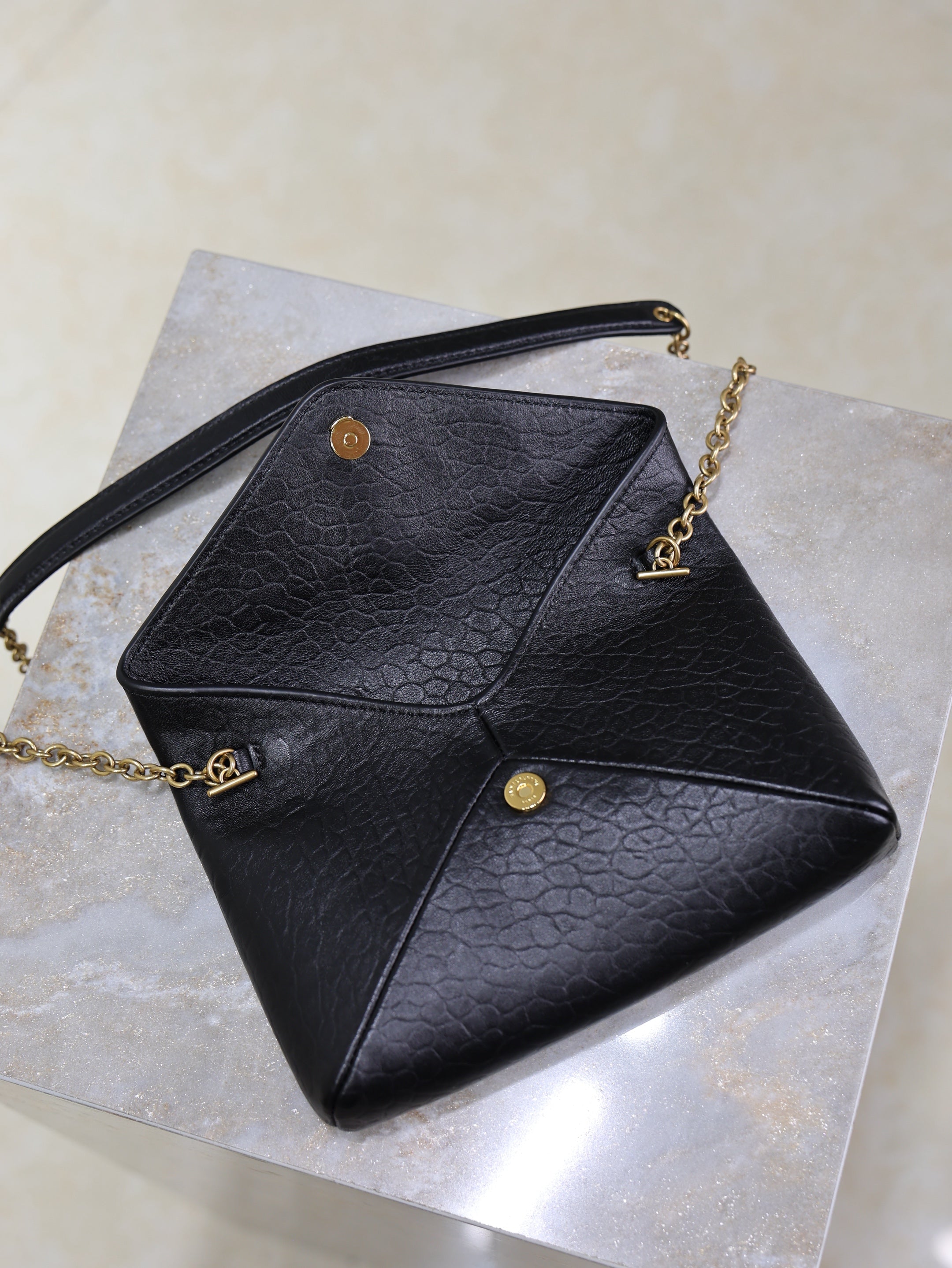 SAINT LAURENT YSL 25S CALYPSO MINI 19 IN BLACK LAMBSKIN GOLD HARDWARE