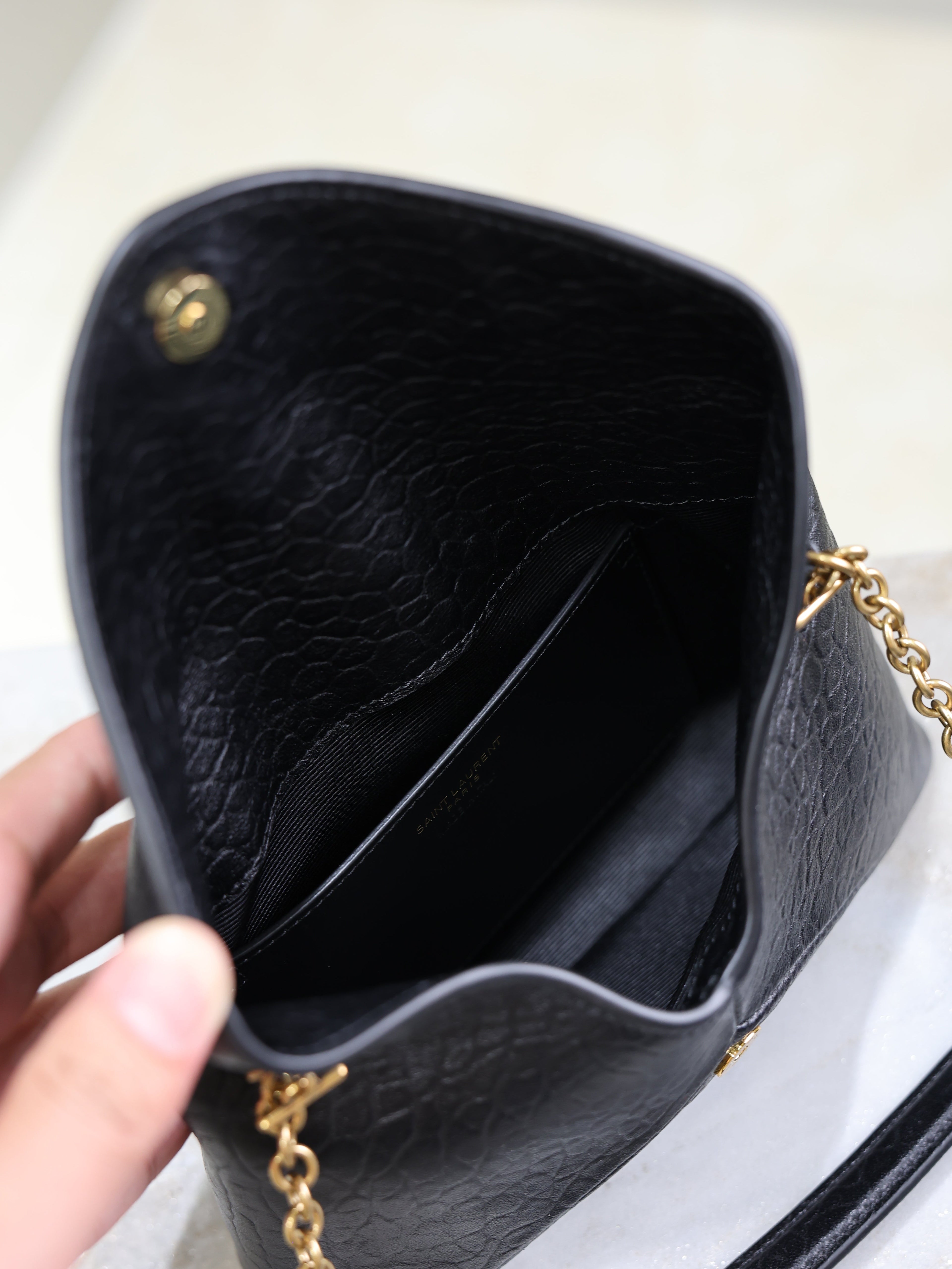 SAINT LAURENT YSL 25S CALYPSO MINI 19 IN BLACK LAMBSKIN GOLD HARDWARE