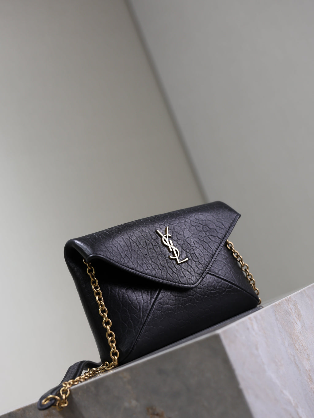 SAINT LAURENT YSL 25S CALYPSO MINI 19 IN BLACK LAMBSKIN GOLD HARDWRE