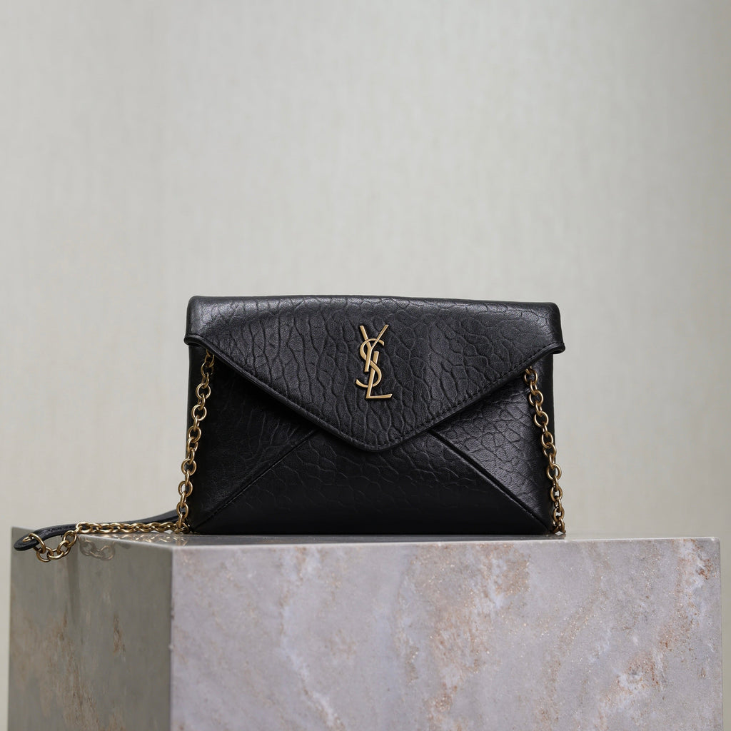 SAINT LAURENT YSL 25S CALYPSO MINI 19 IN BLACK LAMBSKIN GOLD HARDWARE