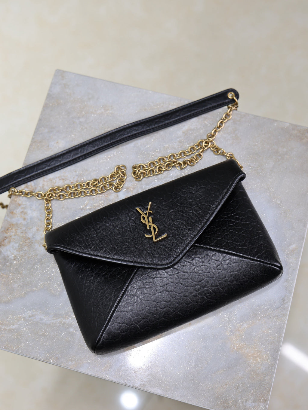 SAINT LAURENT YSL 25S CALYPSO MINI 19 IN BLACK LAMBSKIN GOLD HARDWARE