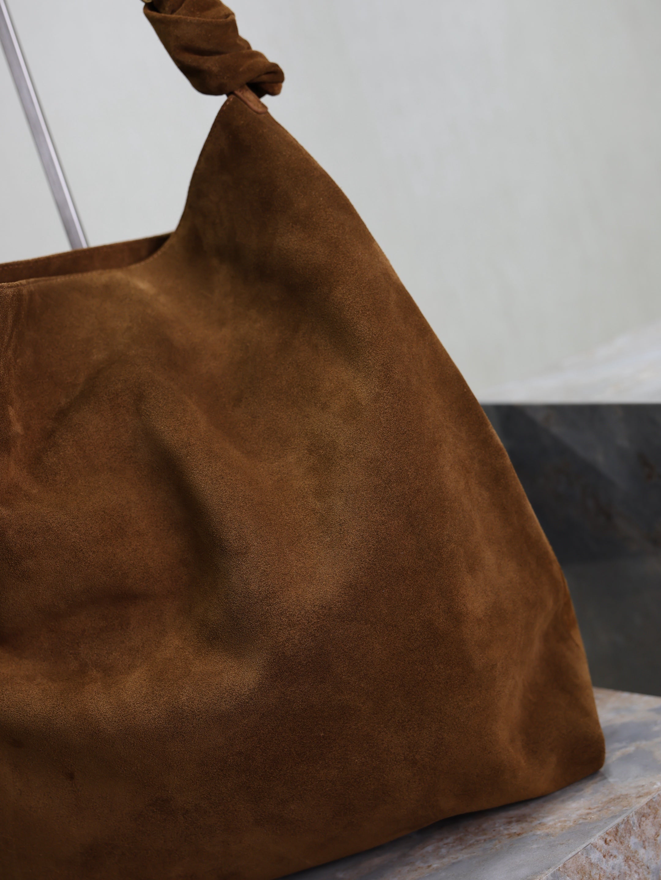 SAINT LAURENT YSL 25S AMALIA 50 IN DARK CARAMEL SUEDE GOLD HARDWARE