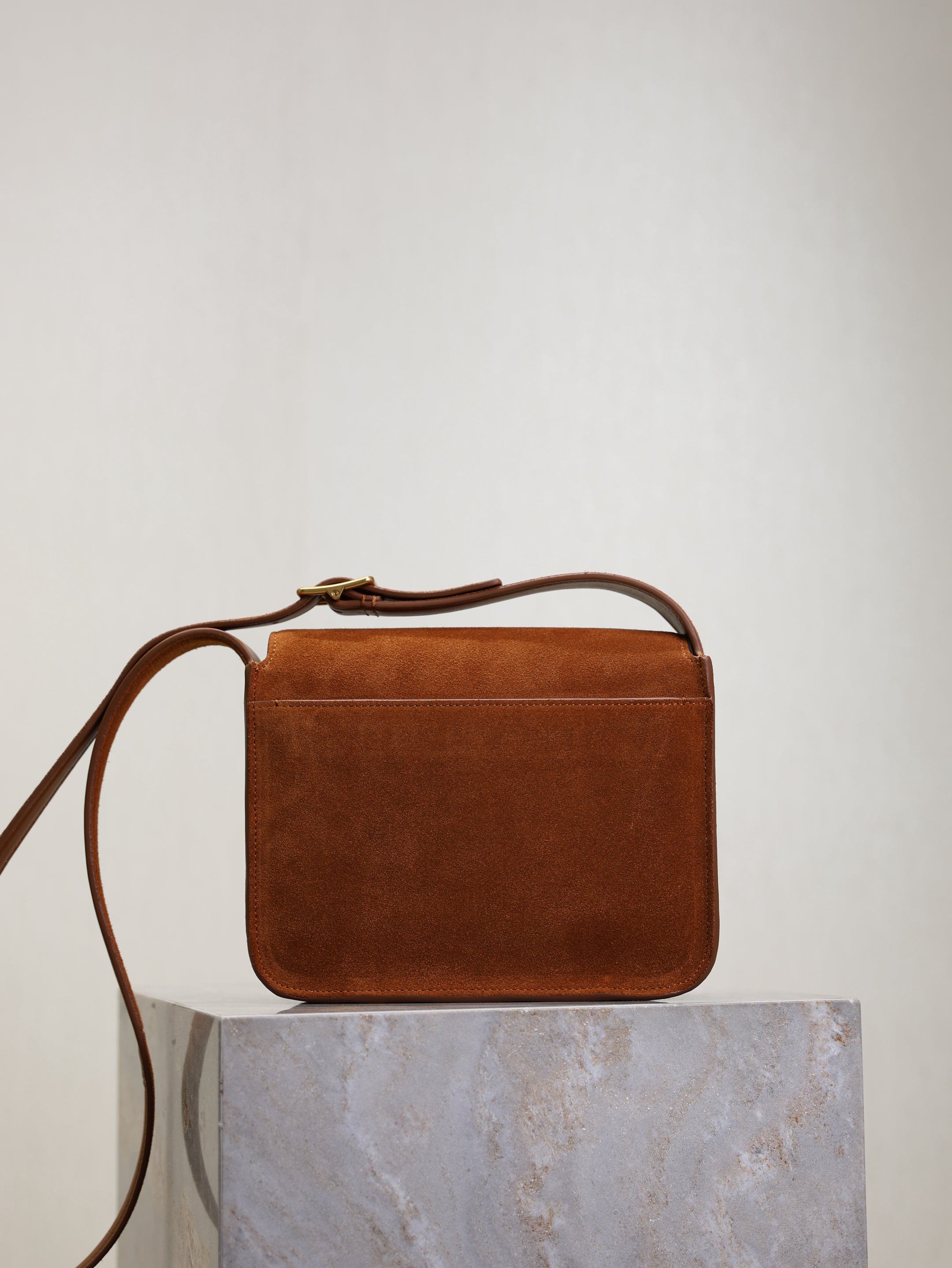 SAINT LAURENT YSL 25S NIKI SATCHEL 22 IN DARK CARAMEL SUEDE GOLD HARDWRE