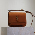 SAINT LAURENT YSL 25S NIKI SATCHEL 22 IN DARK CARAMEL SUEDE GOLD HARDWRE