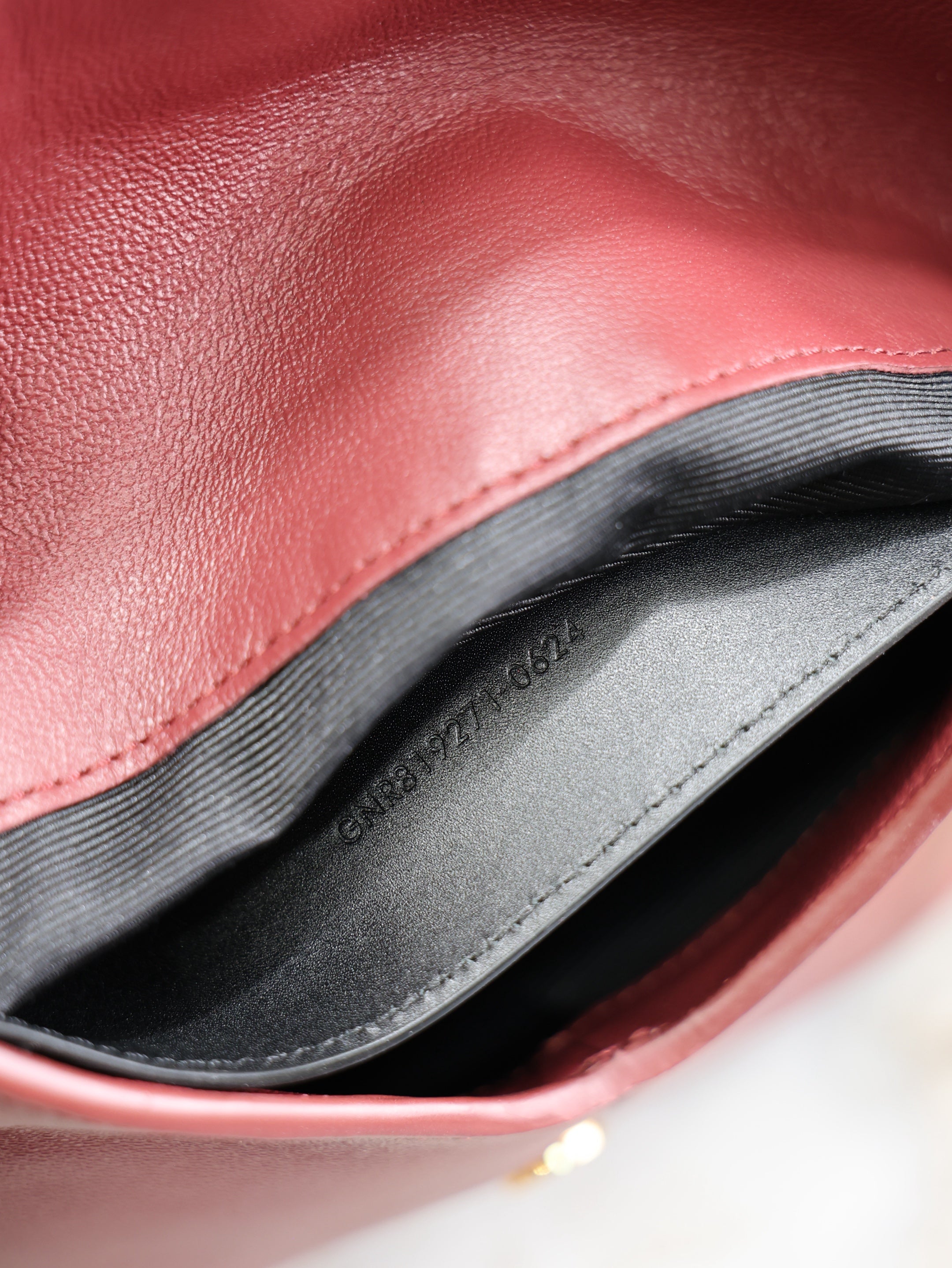 SAINT LAURENT YSL 25S CALYPSO MINI 19 IN BURGUNDY CALFSKIN GOLD HARDWRE
