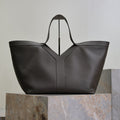 SAINT LAURENT YSL 25S Y MAXI TOTE 50 IN MUTED CHARCOAL CALFSKIN GOLD HARDWARE