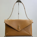 SAINT LAURENT YSL 25S CASSANDRE ENVELOPE MESSENGER 35 IN GOLDEN BROWN LAMBSKIN GOLD HARDWRE