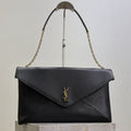 SAINT LAURENT YSL 25S CASSANDRE ENVELOPE MESSENGER 35 IN BLACK LAMBSKIN GOLD HARDWRE