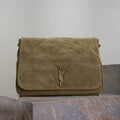 SAINT LAURENT YSL 25S LARGE JAMIE 43 IN MUTED KHAKI SUEDE GOLD HARDWARE