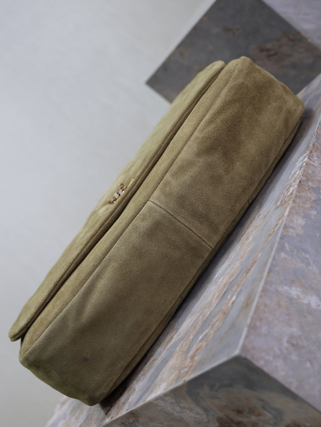 SAINT LAURENT YSL 25S LARGE JAMIE 43 IN MUTED KHAKI SUEDE GOLD HARDWRE
