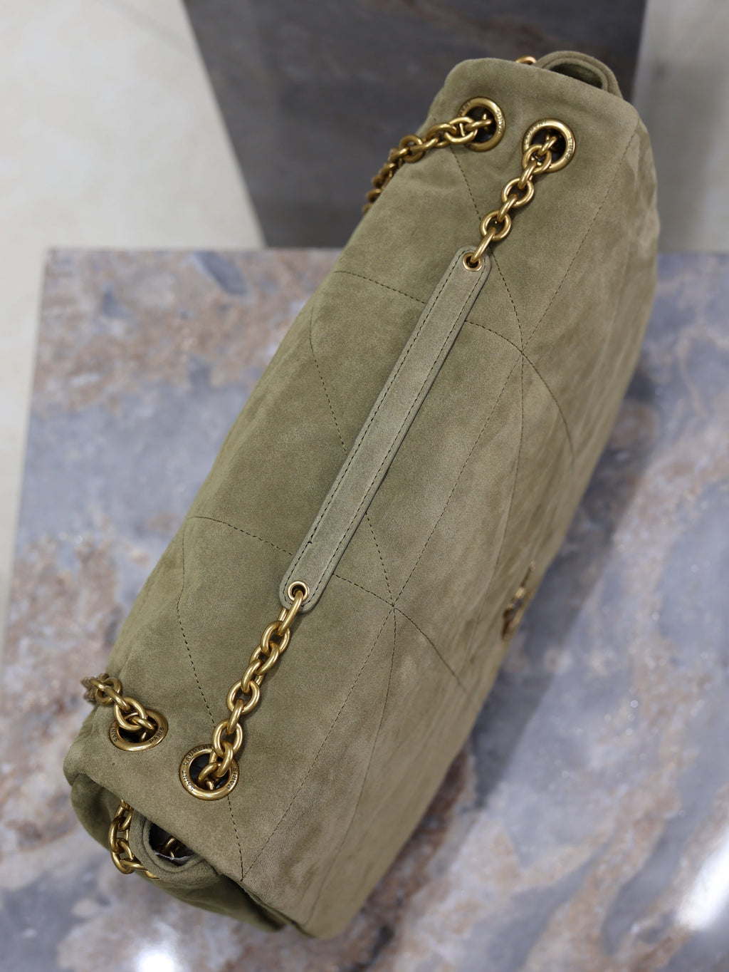 SAINT LAURENT YSL 25S LARGE JAMIE 43 IN MUTED KHAKI SUEDE GOLD HARDWRE
