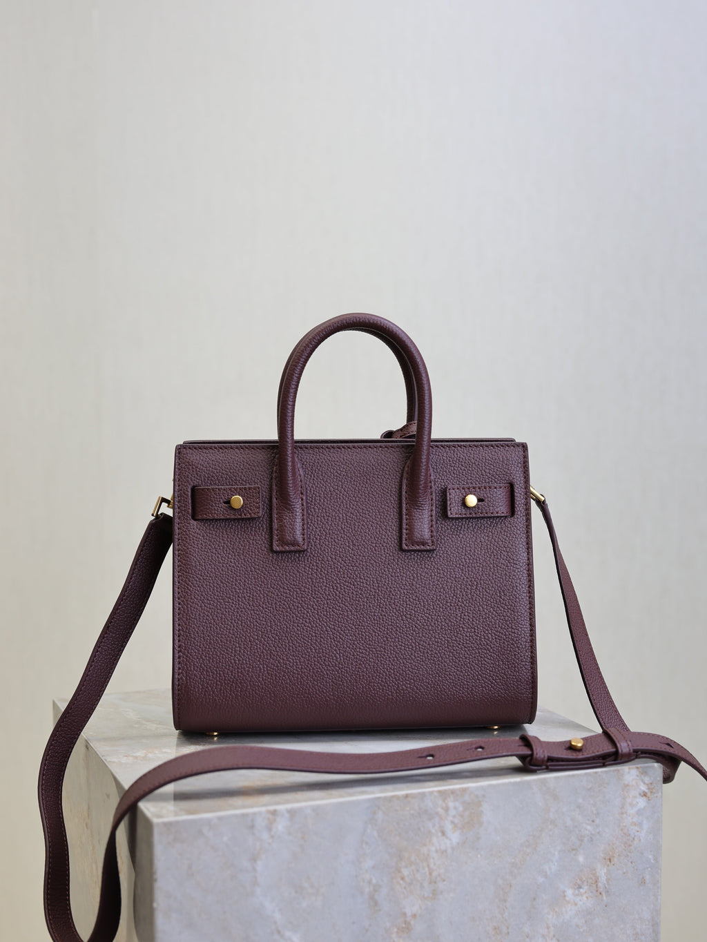 SAINT LAURENT YSL 25S SAC DE JOUR 22 IN ROUGE CABERNET SUPPLE GRAINED CALFSKIN