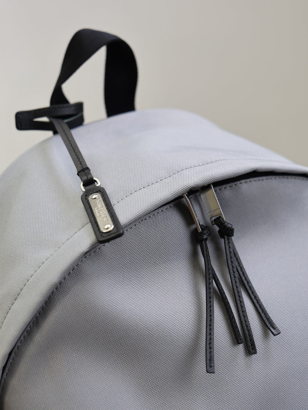 SAINT LAURENT YSL 25S CITY BACKPACK 38 IN SLATE GRAY CANVAS AND CALFSKIN